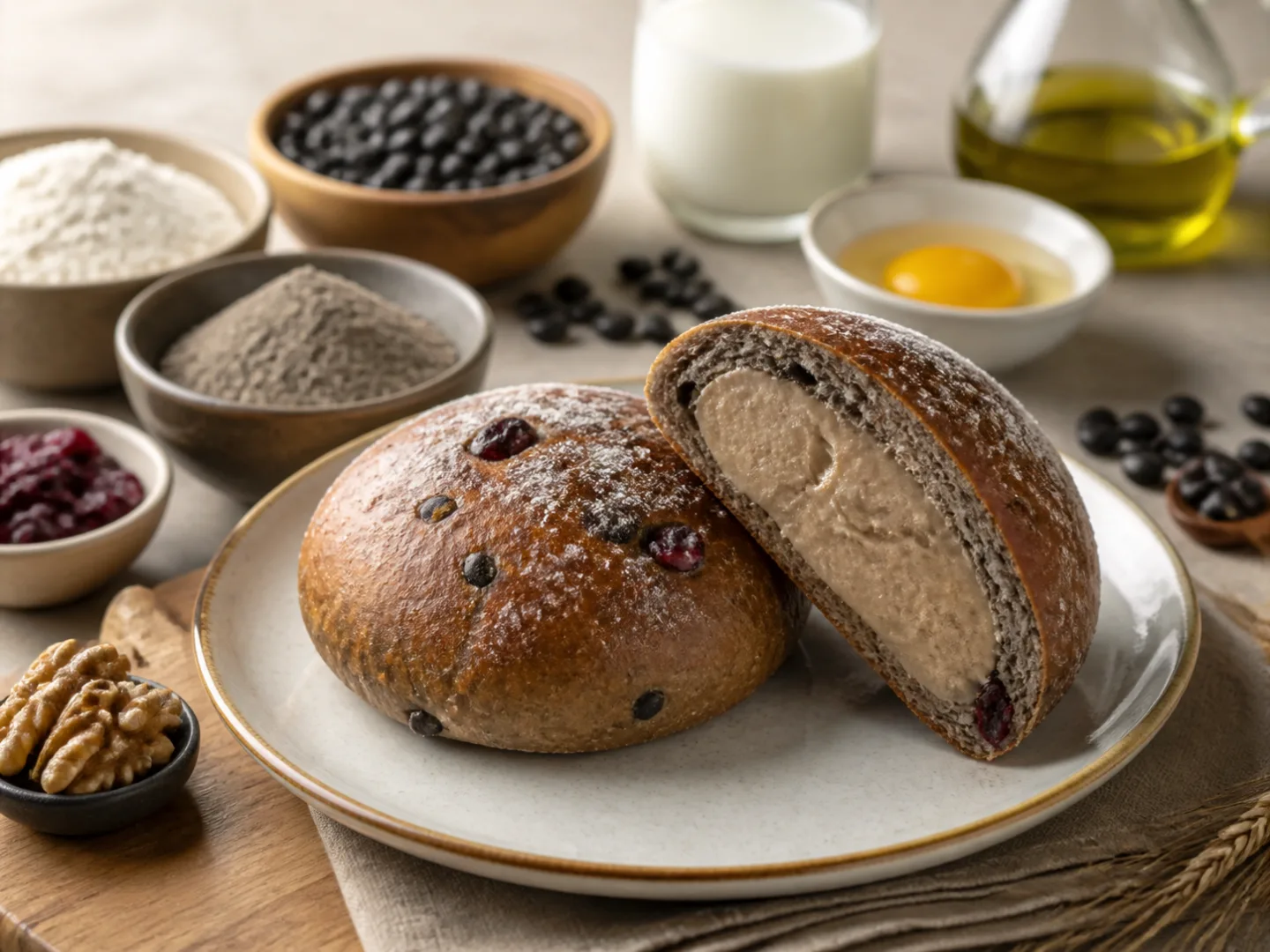 검은콩 크림빵