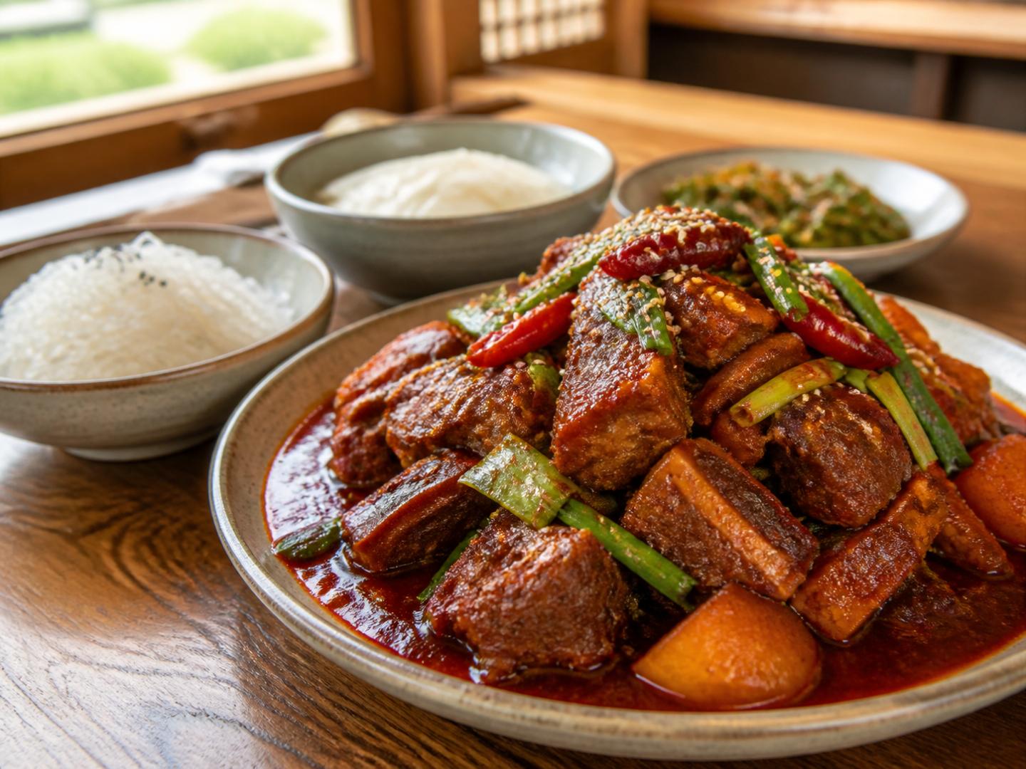 짚신 스타일 매운갈비찜 천사채