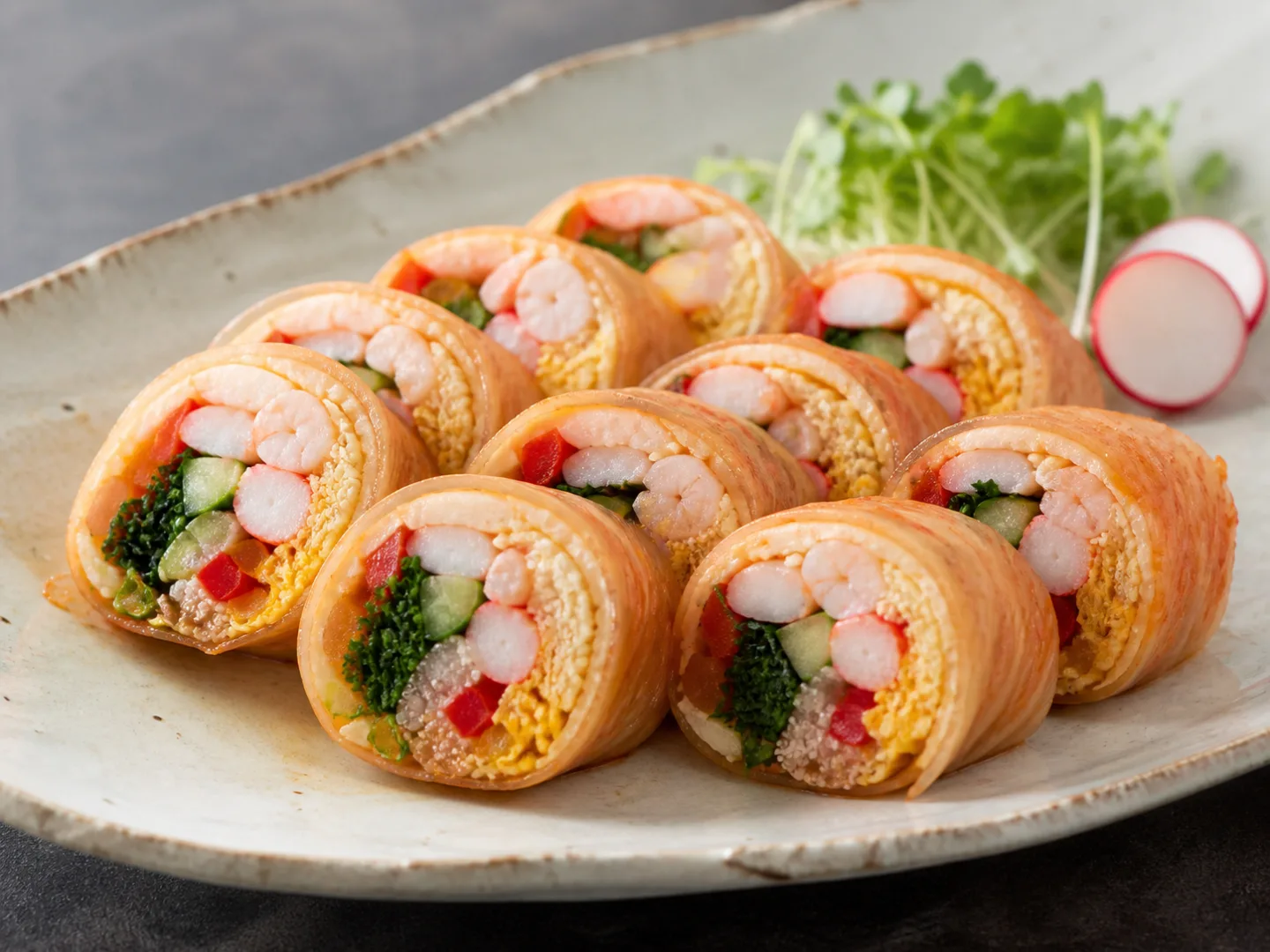 새우채소 김치롤