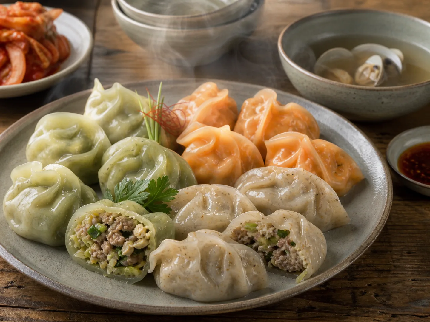 삼색소고기만두
