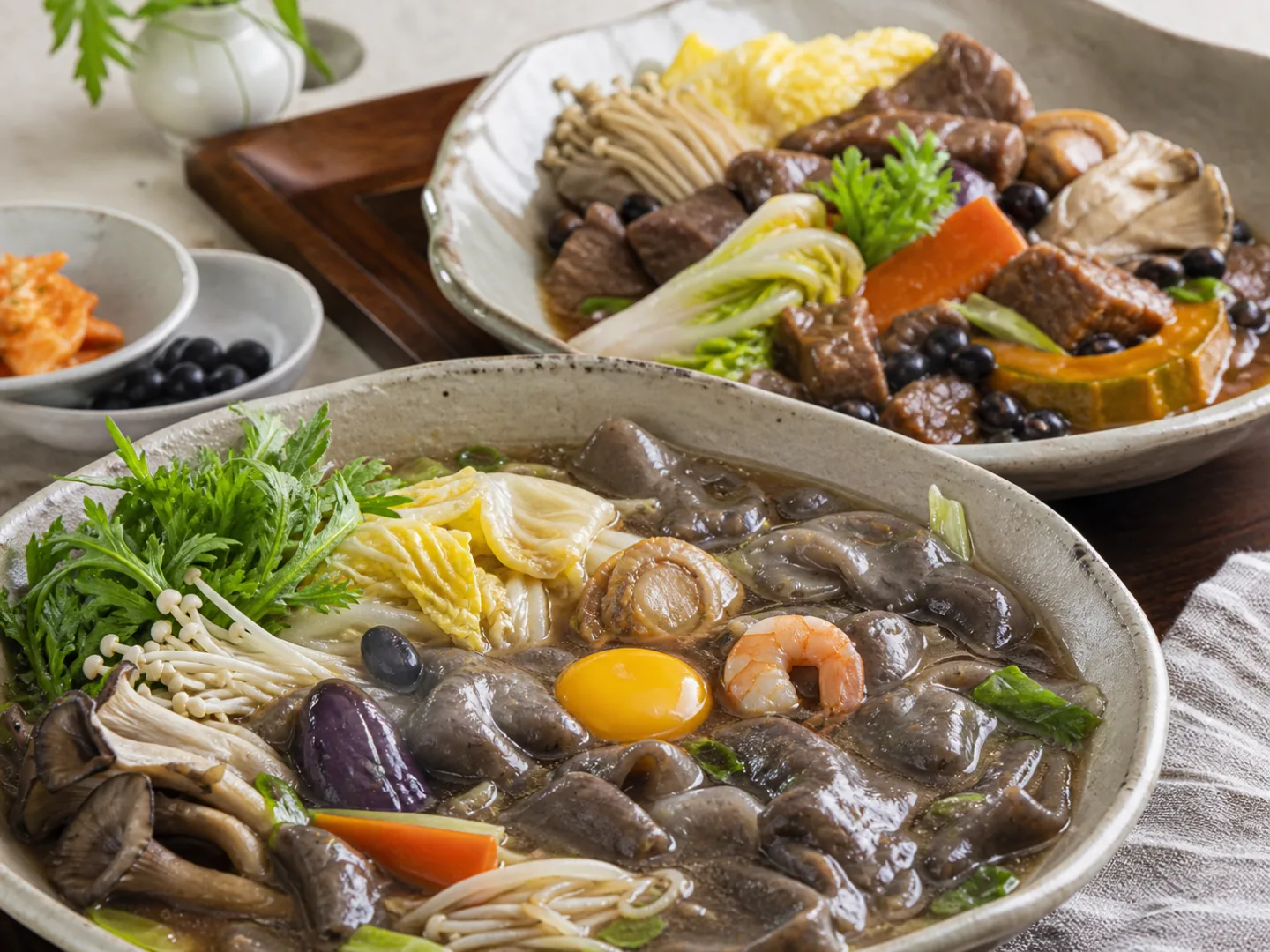 소고기찜과 검은콩수제비