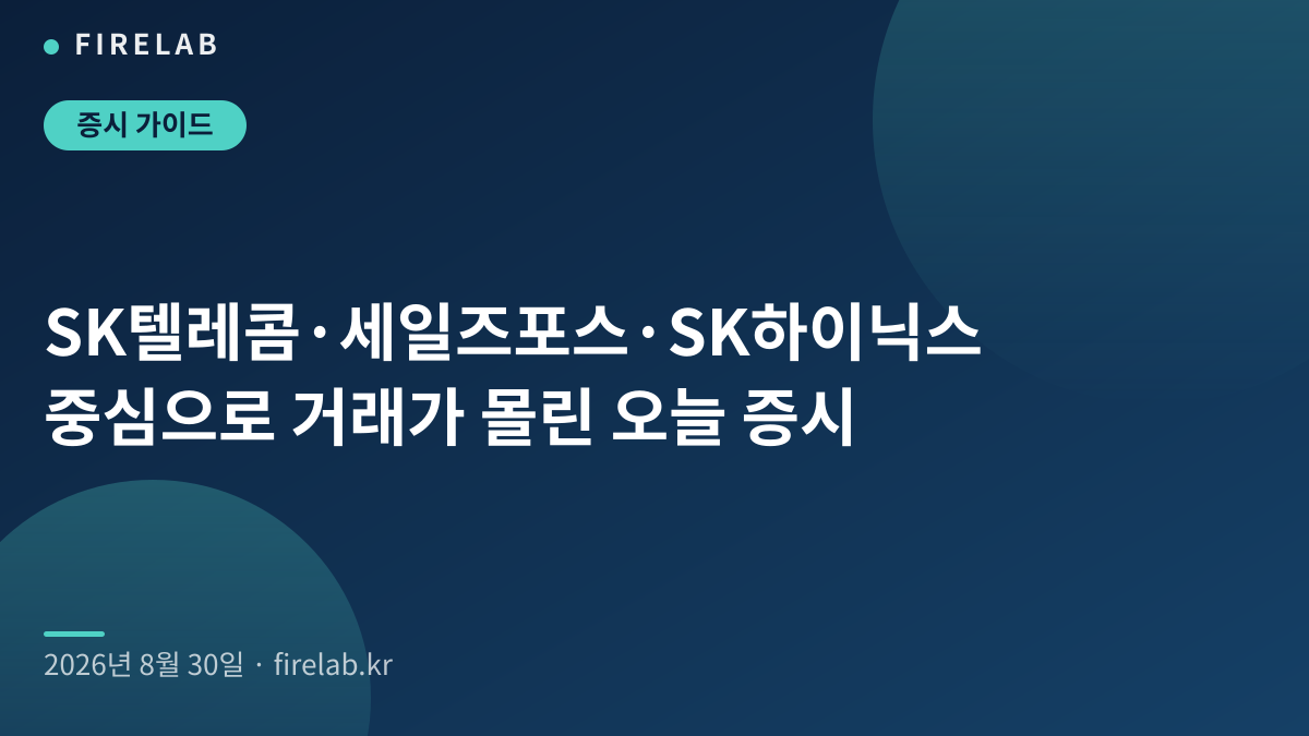SK텔레콤·세일즈포스·SK하이닉스 중심으로 거래가 몰린 오늘 증시